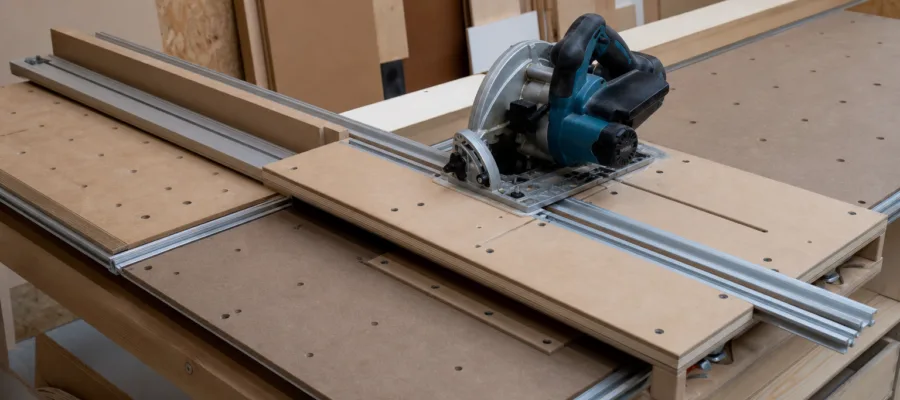 Kreissaege DIY: Fuehrungsschiene und Saegetisch selber konstruieren